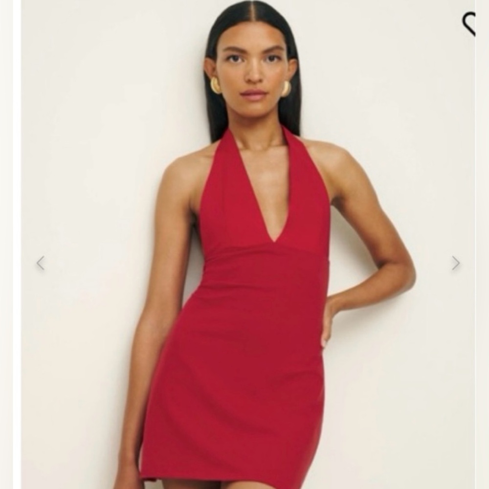 Reformation Red Halter Mini Dress